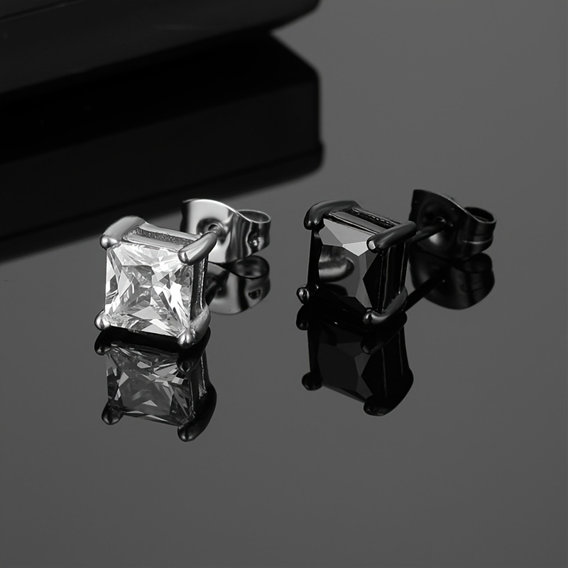 Men's Titanium Steel Zircon Stud Earring Punk Rock Stud Earring